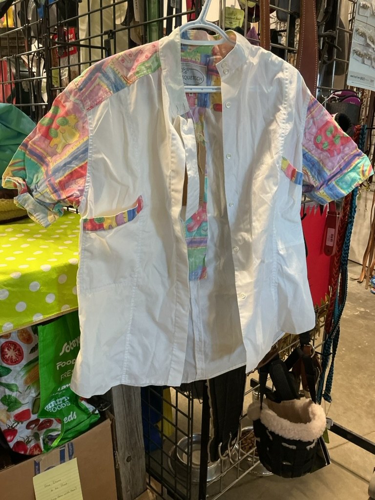 Shirt Size 16 White/Pattern. Stain - See Pic