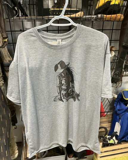 T-Shirt Cowgirl Grey Size 2XL