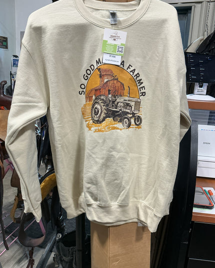 Hoodie So God Made A Farmer Brown Size Medium