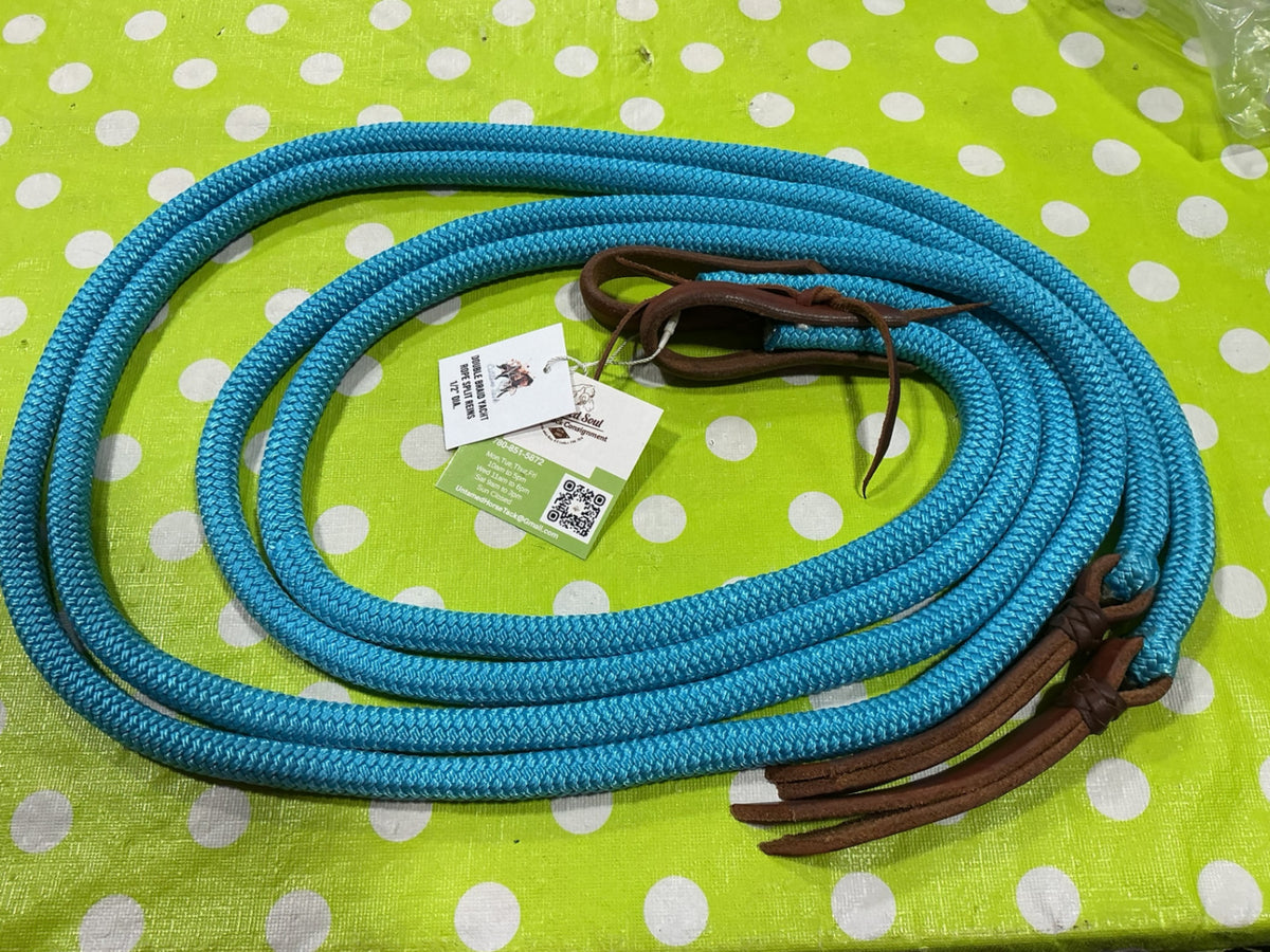 Western Split Rope Reins Blue 1/2