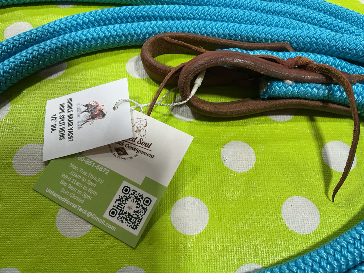 Western Split Rope Reins Blue 1/2