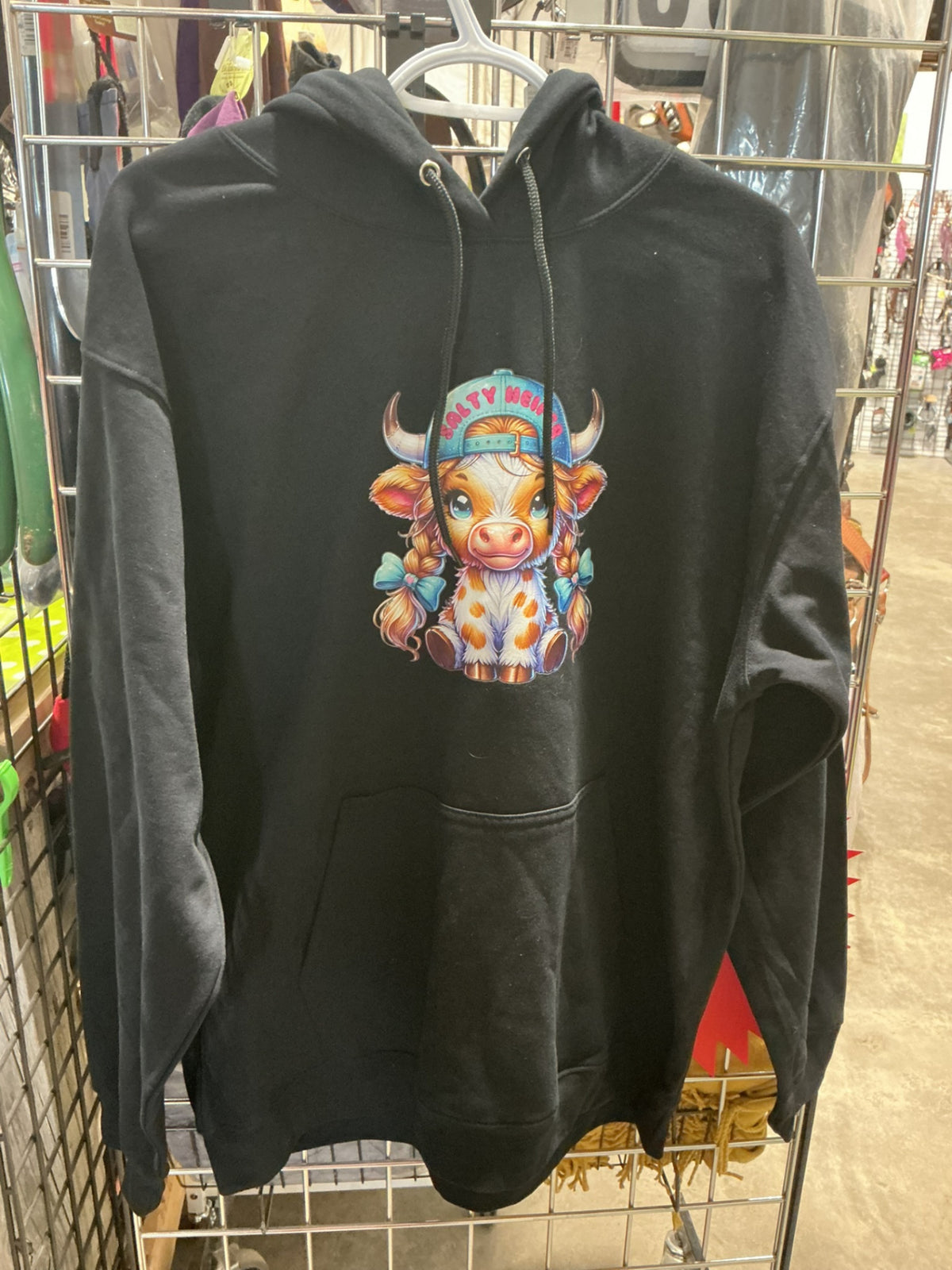 Hoodie Salty Heifer Size Large Black