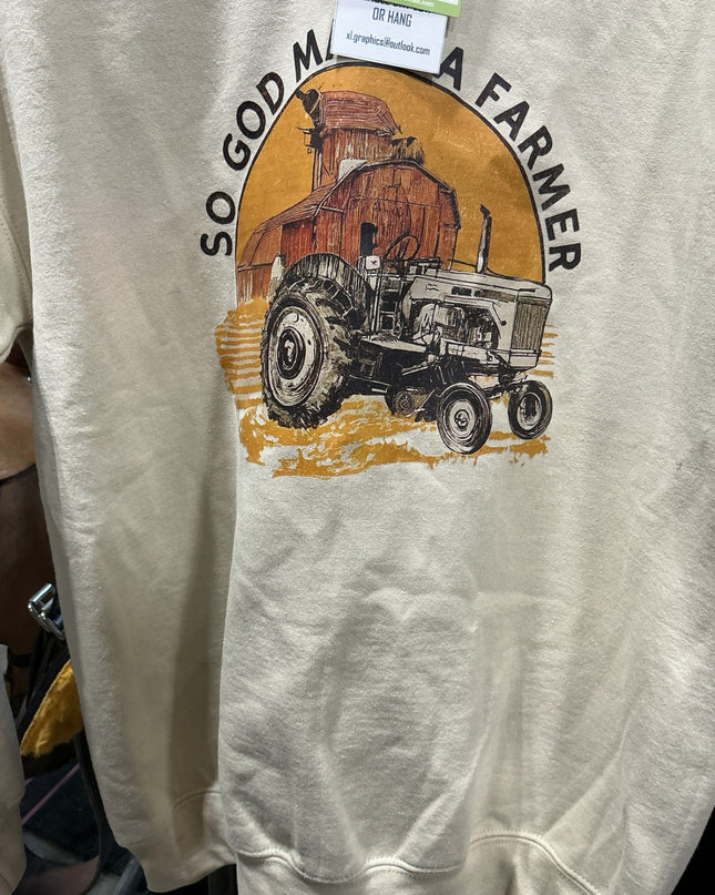 Hoodie So God Made A Farmer Brown Size Medium