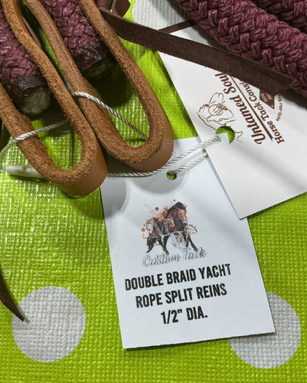 Western Split Rope Reins Burgundy 1/2