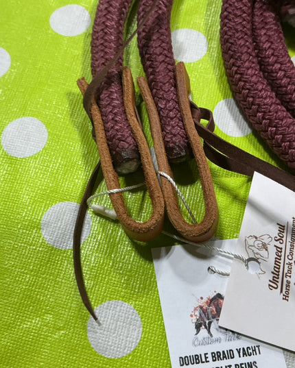 Western Split Rope Reins Burgundy 1/2