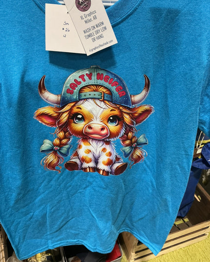 T-Shirt Salty Heifer Blue Size Small