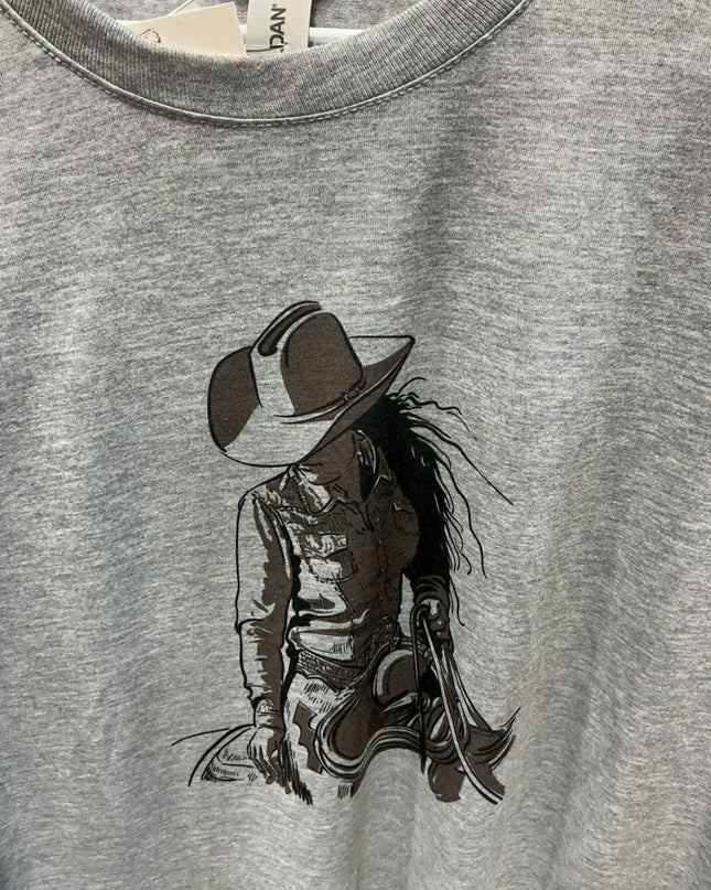 T-Shirt Cowgirl Grey Size 2XL