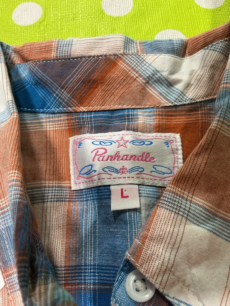 Shirt Womens Panhandle Size Large Blue/Orange Plaid