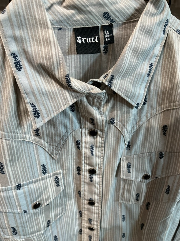 Western Shirt Ladies Cruel Size Large Blue/Grey