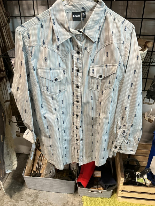 Western Shirt – Cruel Girl Ladies, Blue/Grey, Large | Used, Very Good