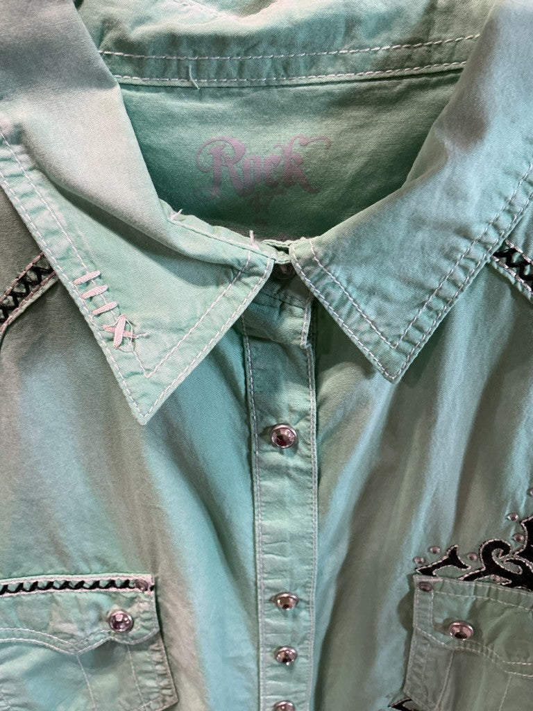 Western Shirt Ladies Rock 47 by Wrangler Size Large Green