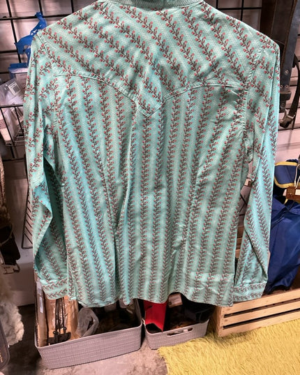 Shirt Ladies Wrangler Size Medium Teal Pattern