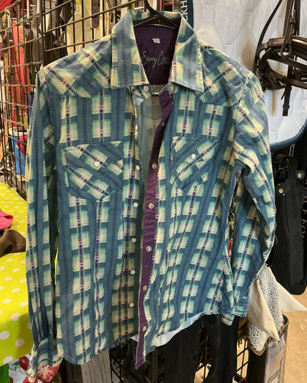 Shirt Womens Small Sherry by Resistol Blue Patterned