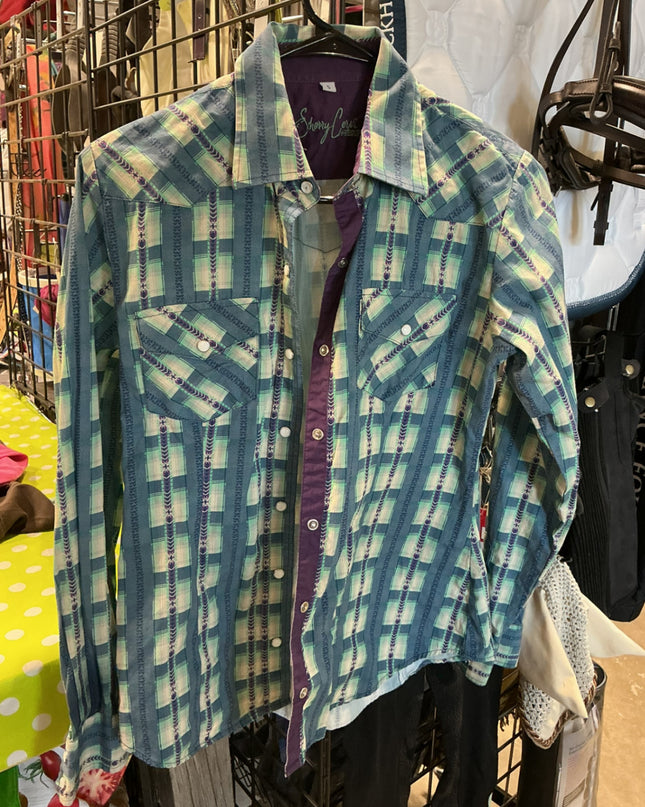 Shirt Womens Small Sherry by Resistol Blue Patterned