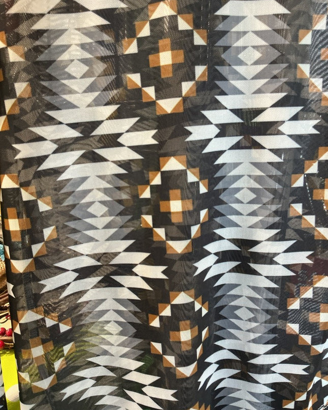 Shirt Womens Large Ranch Dressn Black/Brown Pattern