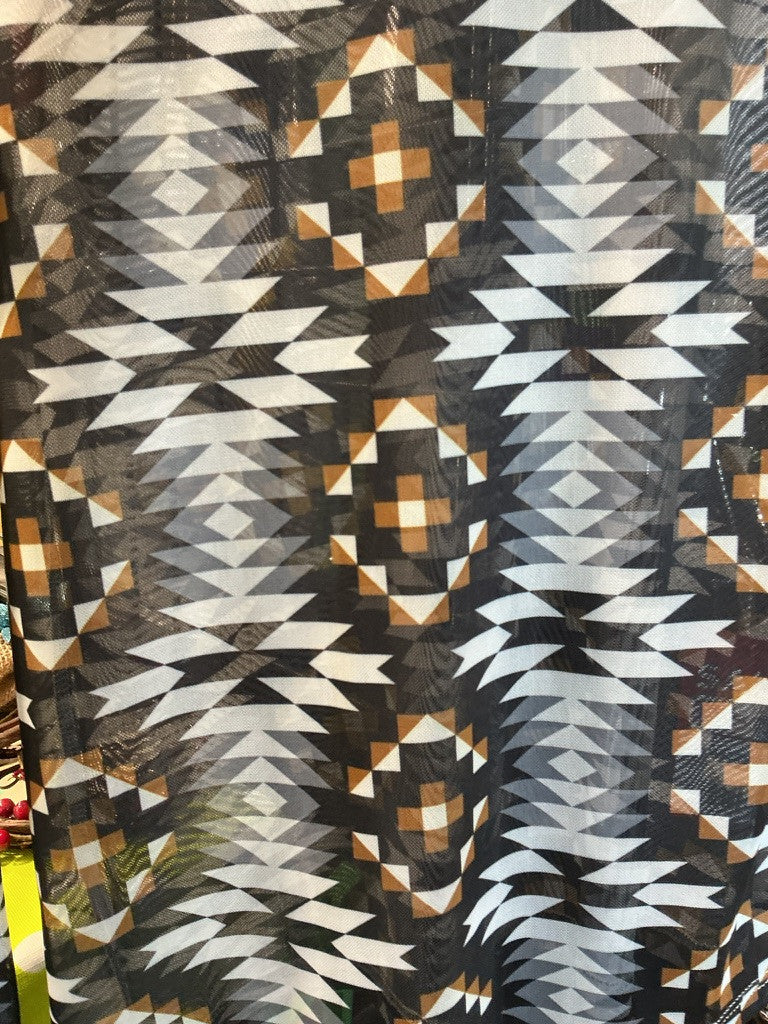 Shirt Womens Large Ranch Dressn Black/Brown Pattern