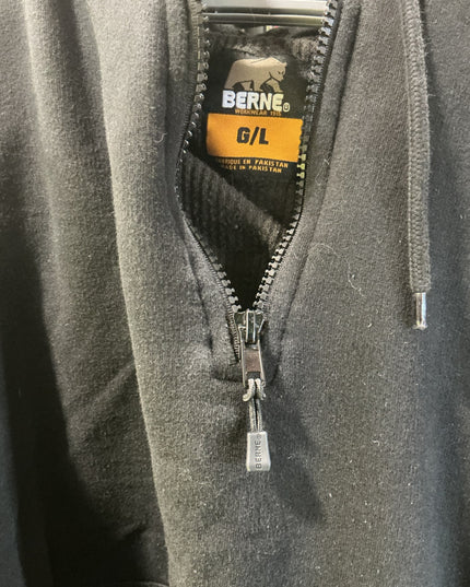 Hoody Berne Size Large Black Lined