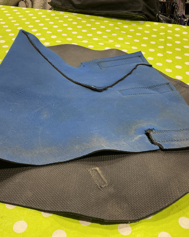 Neck Cover. Blue Neoprene. Some Rips