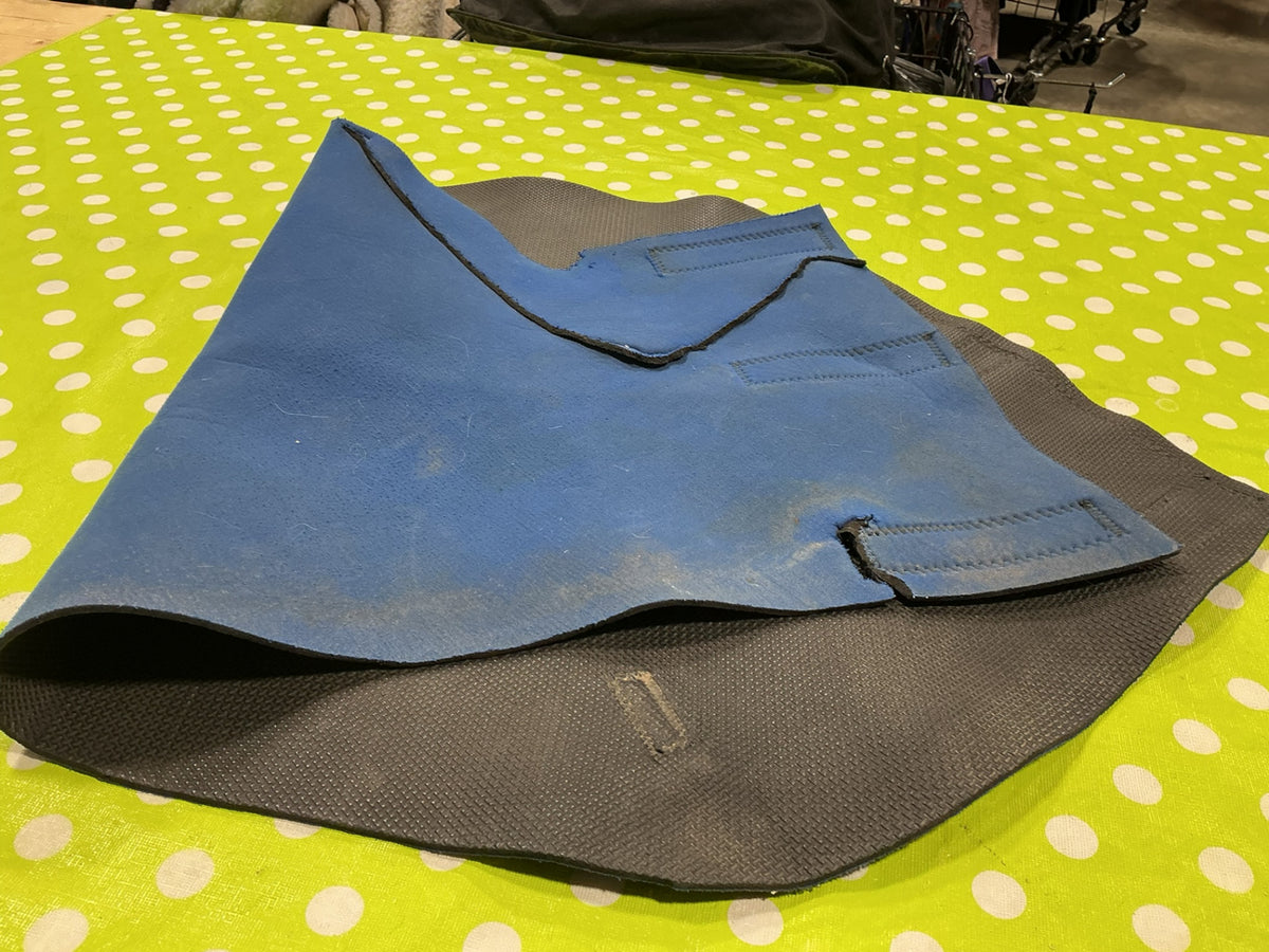 Neck Cover. Blue Neoprene. Some Rips