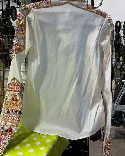Show Shirt Rail Shirt. Ladies Medium. White/Rhinestones