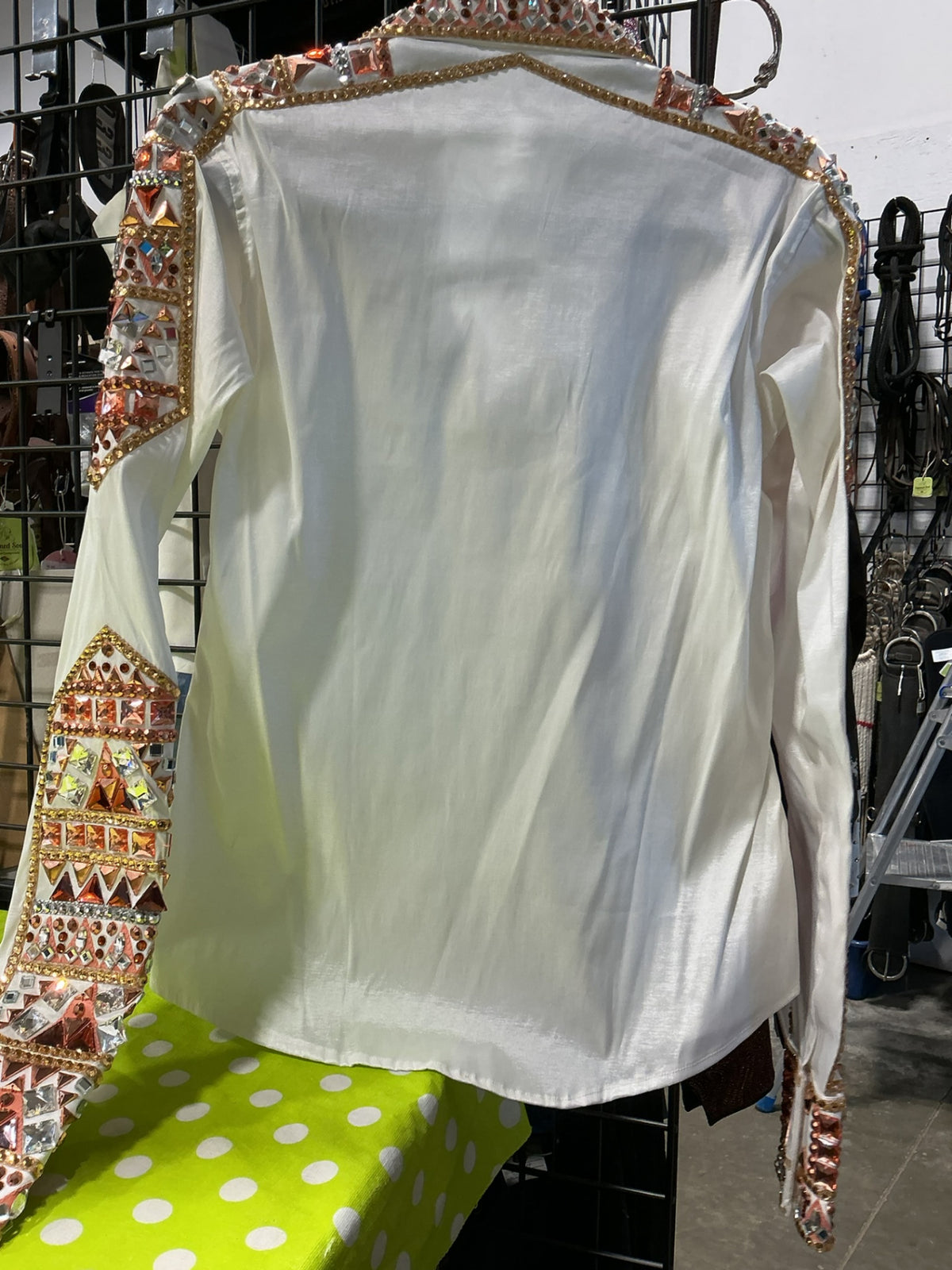 Western Shirt  Medium. White/Rhinestones