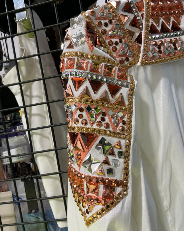 Show Shirt Rail Shirt. Ladies Medium. White/Rhinestones