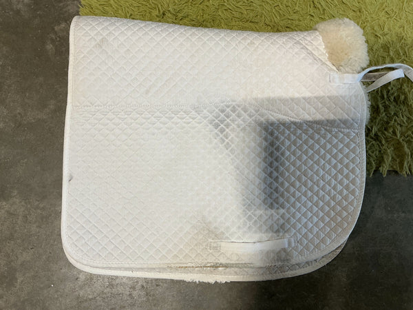 English Dressage Saddle Pad – White (Some Wear) | Used, Good