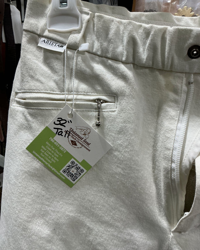 Breeches Arista Leather Seat -White 32T