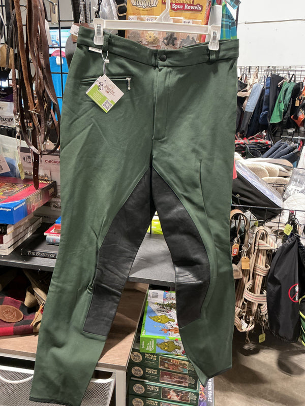 English Breeches – Arista Leather Seat, Green, 32T | Used, Very Good