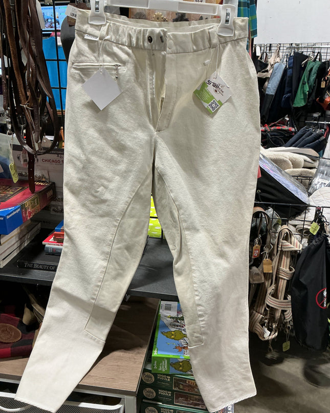 Breeches Arista Leather Seat -White 32T