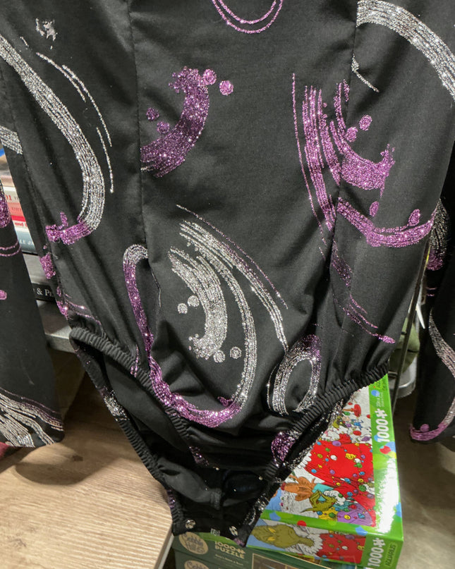 Show Shirt Body Suit BlackPurpleSilver Med