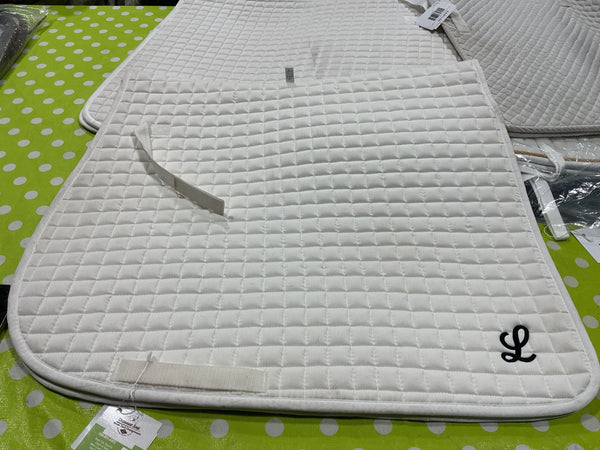 English Dressage Saddle Pad – Century, White, Monogrammed | Used, Like New