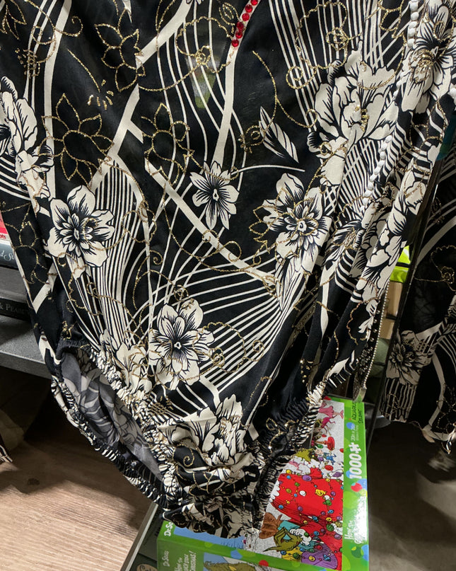 Show Shirt Body Suit BLK/White/Flower Med