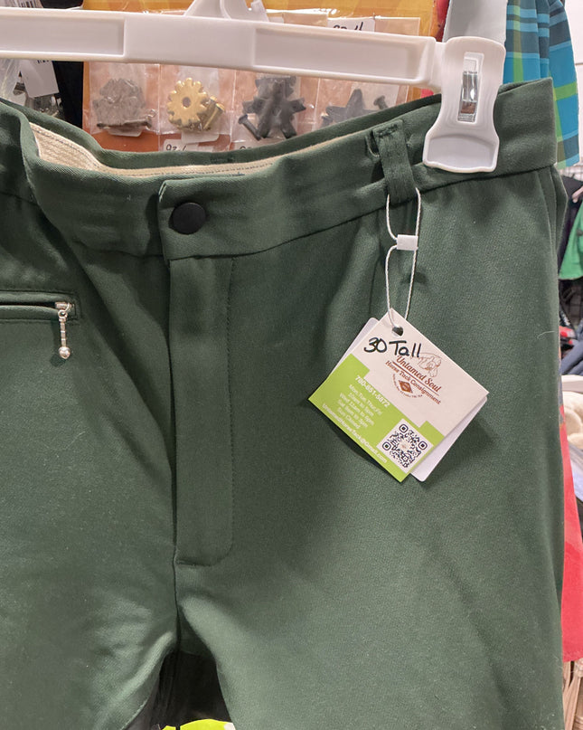 Breeches Arista Leather Seat -Green 30Tall