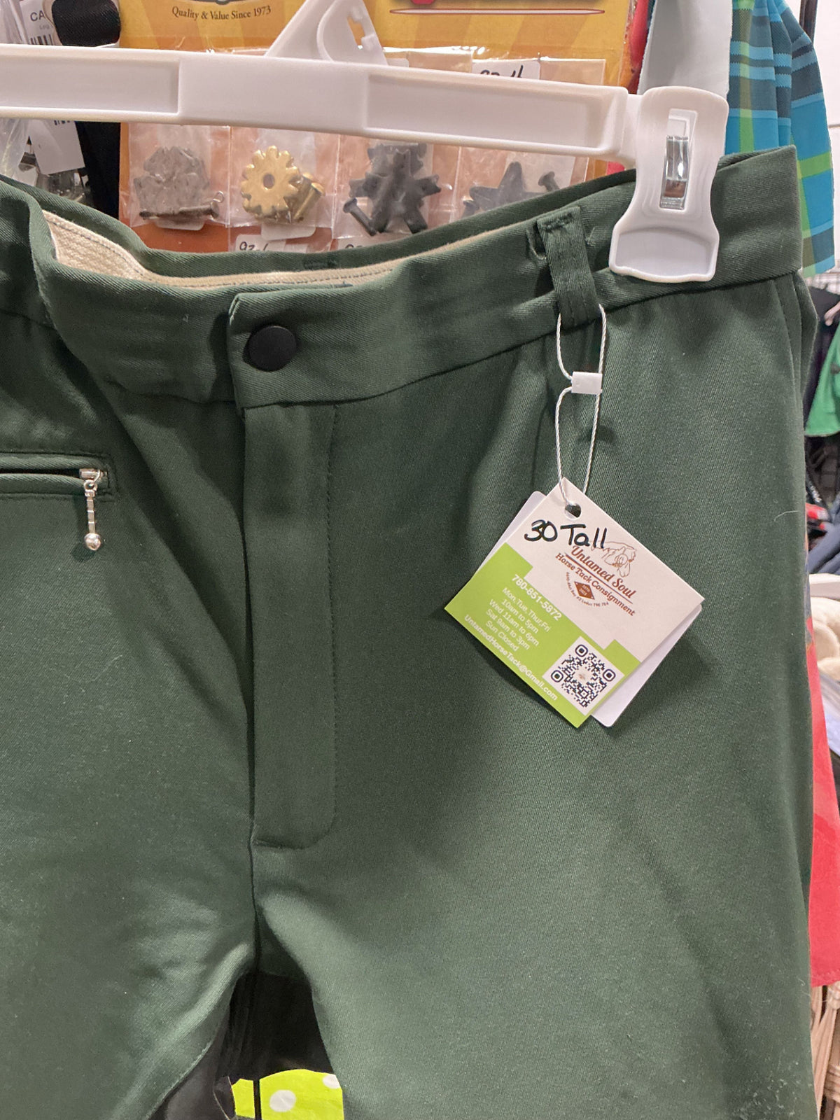 Breeches Arista Leather Seat -Green 30Tall