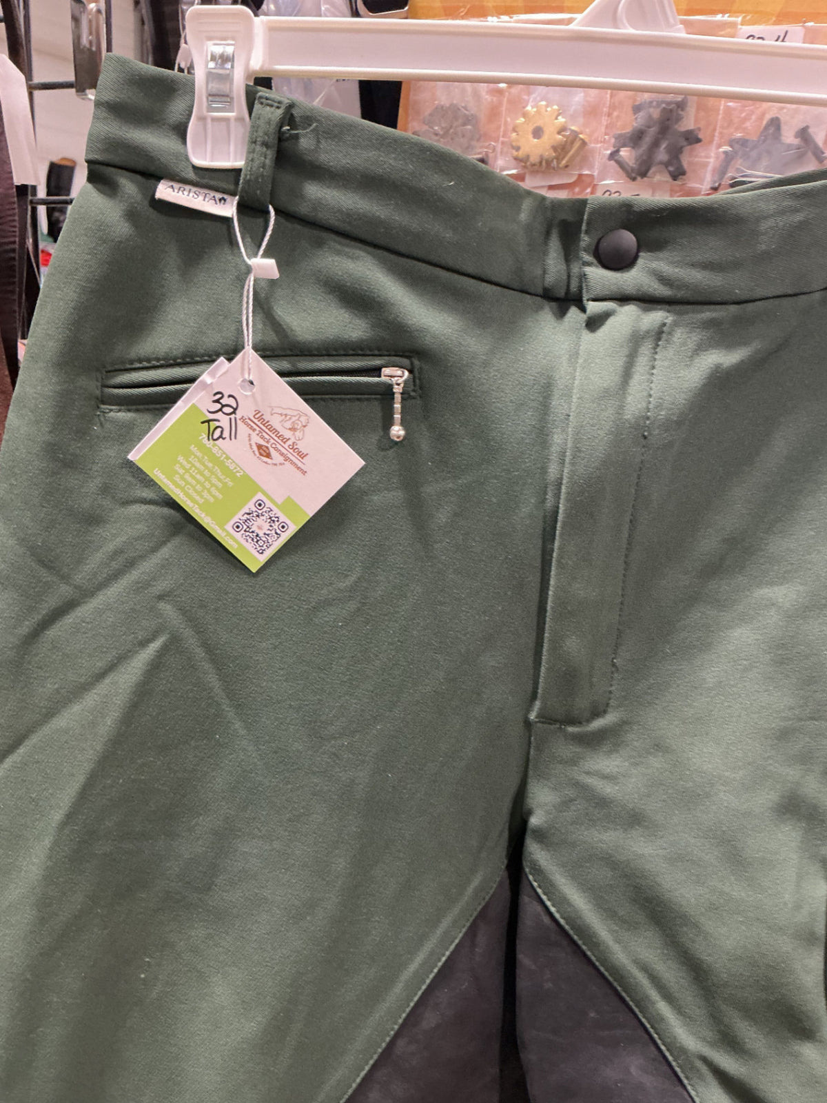 Breeches Arista Leather Seat -Green 32T