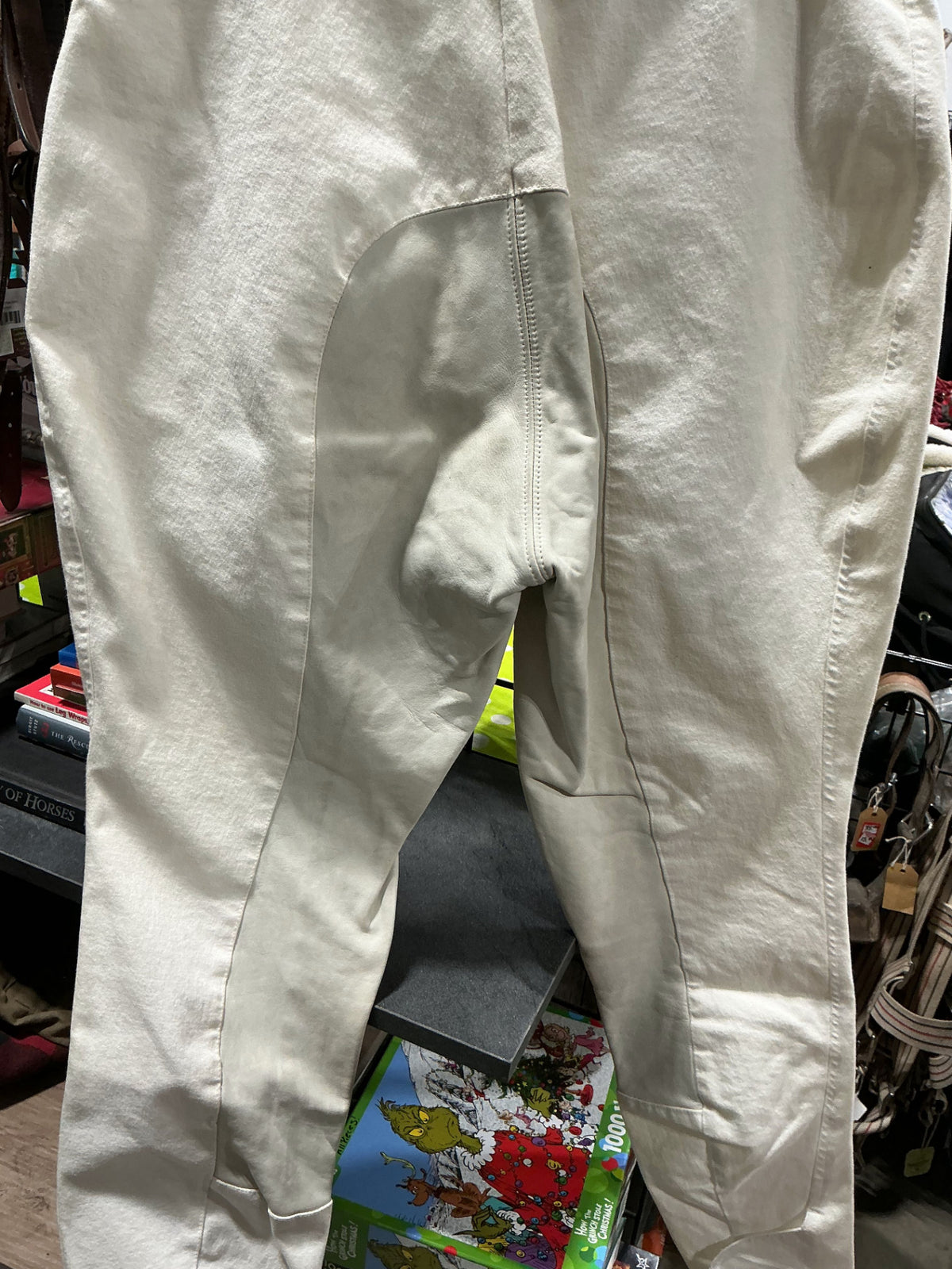 Breeches Arista Leather Seat -White 32T
