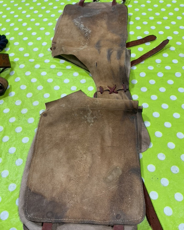 Saddle Bags Leather Brown Rip & Stains. (see pics)