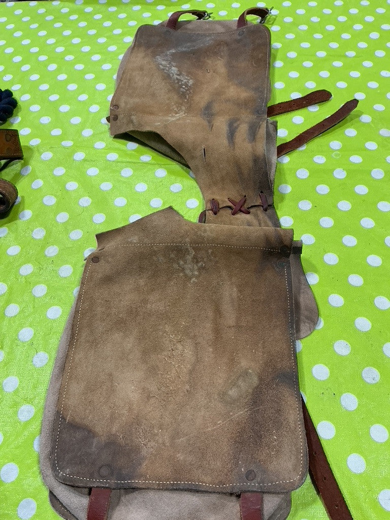 Saddle Bags Leather Brown Rip & Stains. (see pics)