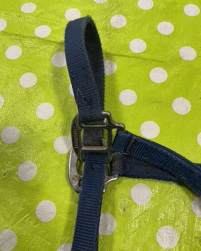 Halter with Lead Rope  Blue Nylon  Yearling/Small Horse