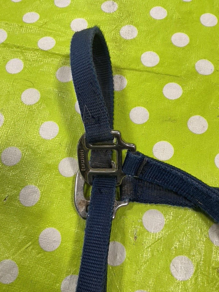 Halter with Lead Rope  Blue Nylon  Yearling/Small Horse