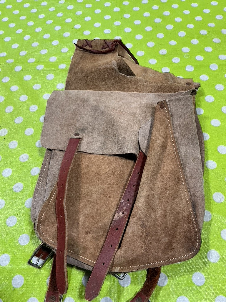 Saddle Bags Leather Brown Rip & Stains. (see pics)