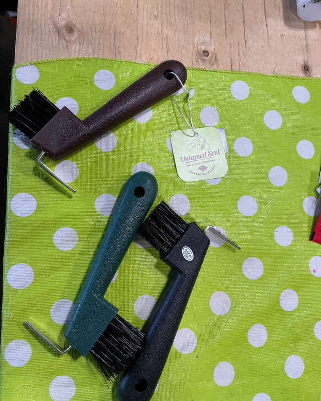 Hoof pick with brush