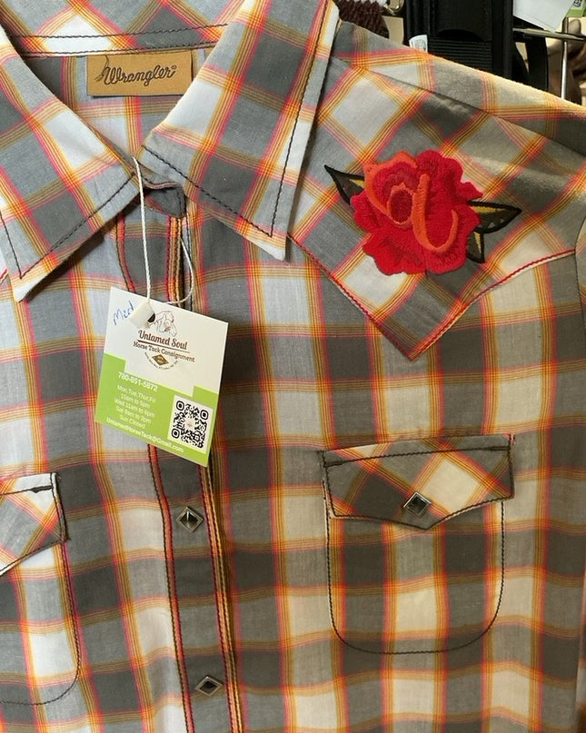 Western Shirt Wrangler Medium Grey/White/Orange