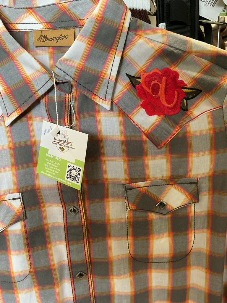 Western Shirt Wrangler Medium Grey/White/Orange