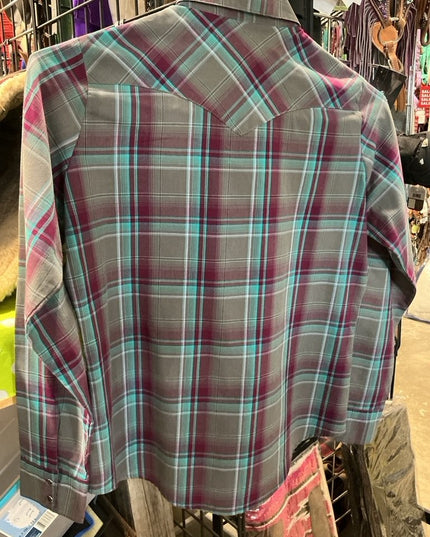 Western Shirt Wrangler Medium Teal/Burgundy