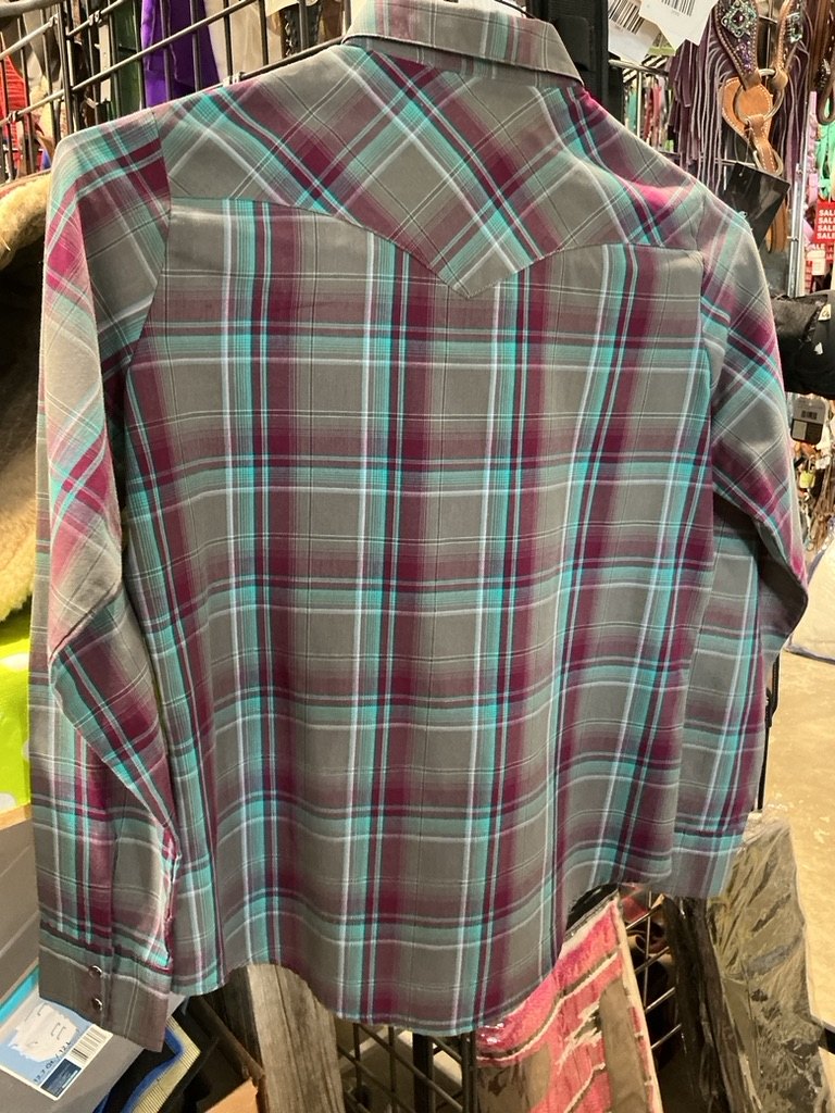 Western Shirt Wrangler Medium Teal/Burgundy