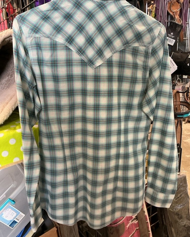 Western Shirt Wrangler Medium Blue/Plaid