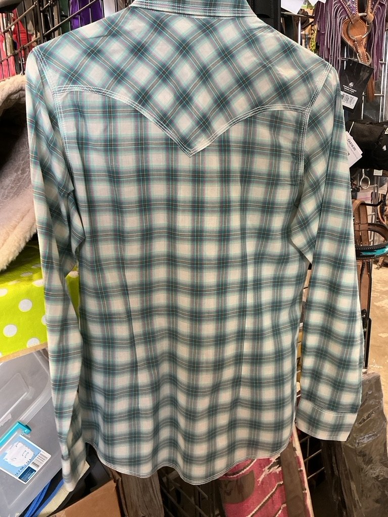 Western Shirt Wrangler Medium Blue/Plaid