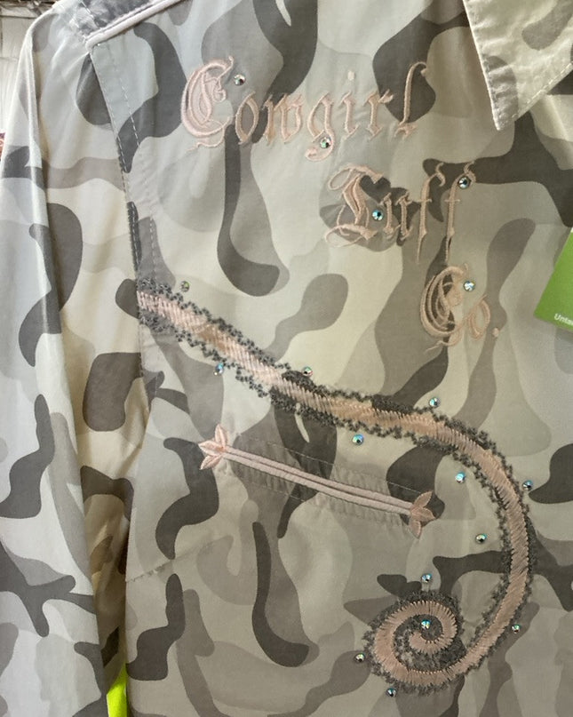 Western Shirt Cowgirl Tuff Medium Brown Camo